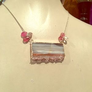 Amethyst and watermelon tourmaline necklace